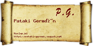 Pataki Germán névjegykártya
